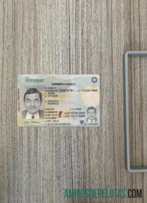 Carteira de habilitação dos EUA em Vermont 2020 presente fotolook frente amostra